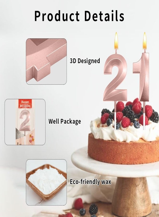STARKET 21 Candle Number 21 Birthday Candles 21 Birthday Decoration for boy Girl (Rose Gold) - Image 3